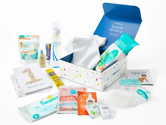 "Walmart Baby Registry Box filled with baby products, displaying convenience and savings for expectant parents."