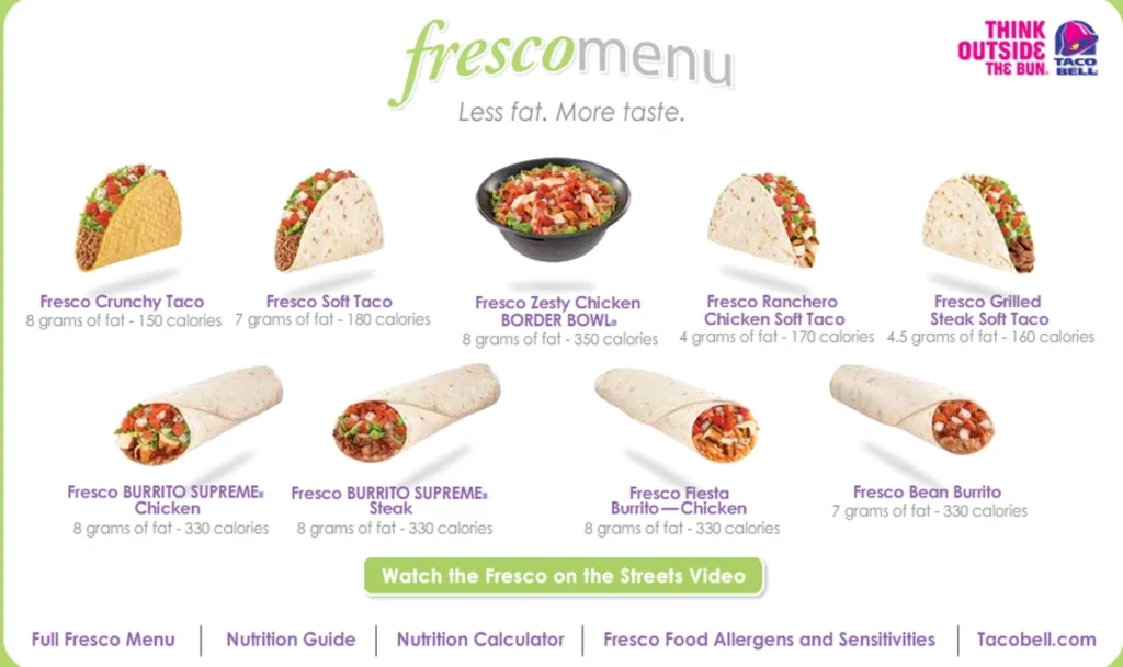 Taco Bells Fresco menu